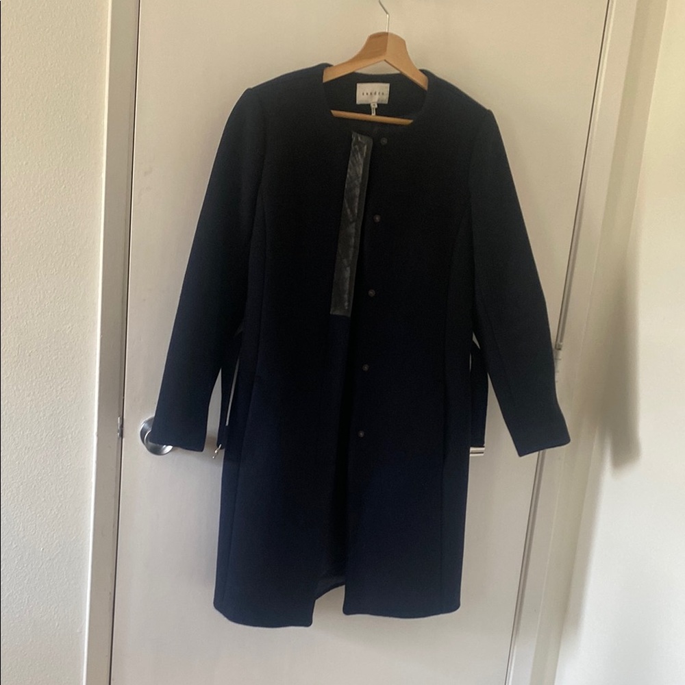 Sandro Black Trench Coat Modern Streamlined Design